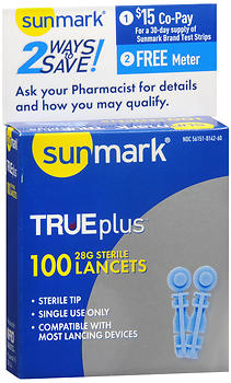 TRUE PLUS 28 GAUGE LANCETS 100CT