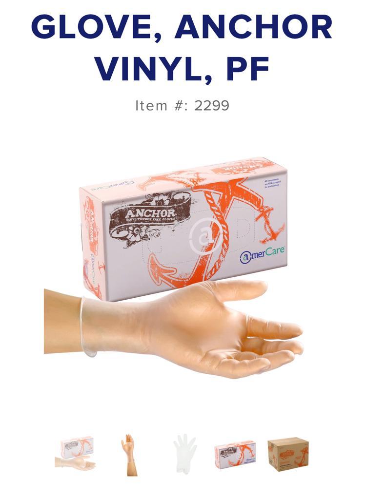 1000 GLOVES AMERCARE ANCHOR STYLE VINYL POWDER FREE X-LARGE GLOVES