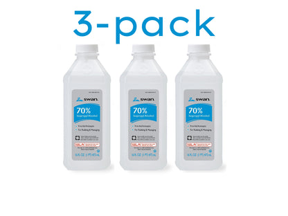 Swan Isopropyl 70% Rubbing Alcohol - 16oz bottles - 3 PACK