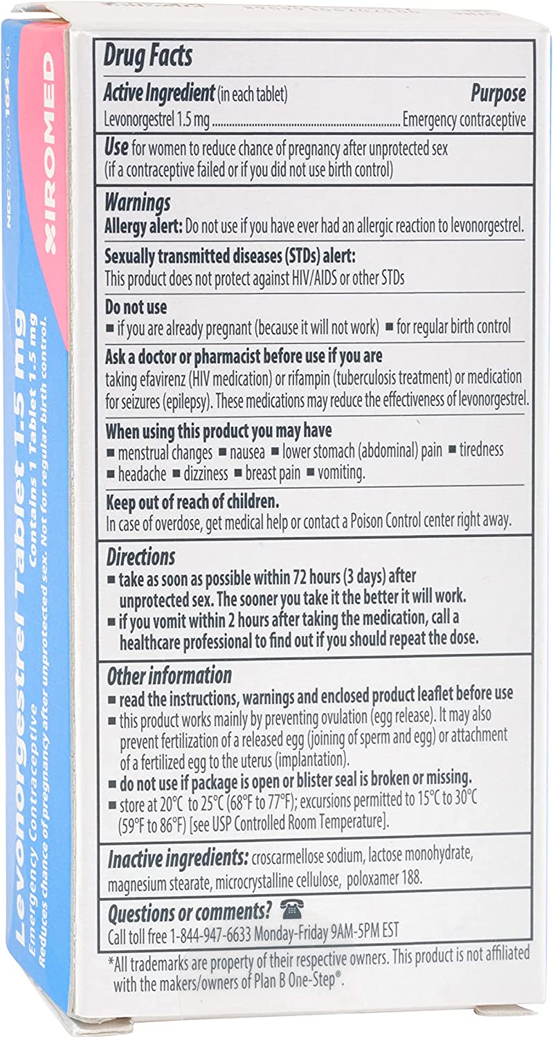 LEVONORGESTREL 1.5MG (PLAN B ONE STEP) TABS 1CT (4 PACK)