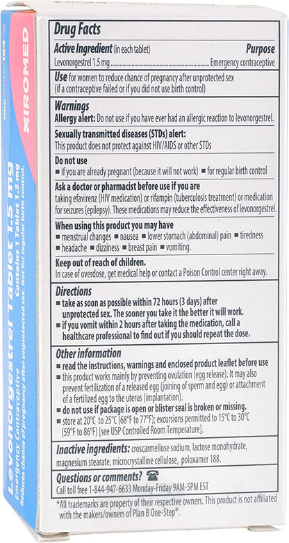 LEVONORGESTREL 1.5MG (PLAN B ONE STEP) TABS 1CT (4 PACK)