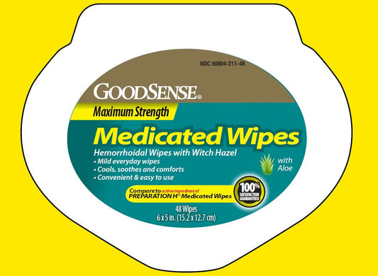 Hemorrhoidal Medicated Wipes w/Witch Hazel Max Strength 48ct